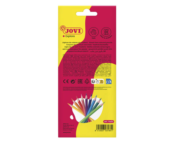 JV270 BOITE DE 12 CRAYONS DE COULEURS TRIANGUL WOODLESS EN RESINE – Image 2