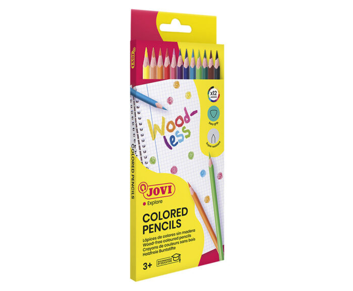 JV270 BOITE DE 12 CRAYONS DE COULEURS TRIANGUL WOODLESS EN RESINE – Image 3