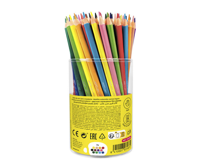 JV272 POT 84 CRAYONS DE COULEURS TRIANGULAIRES WOODLESS EN RESINE – Image 2