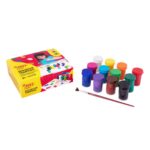 BOITE DE 12 GOUACHES A POT 15 ml  COULEURS ASSORTIS  + PINCEAU