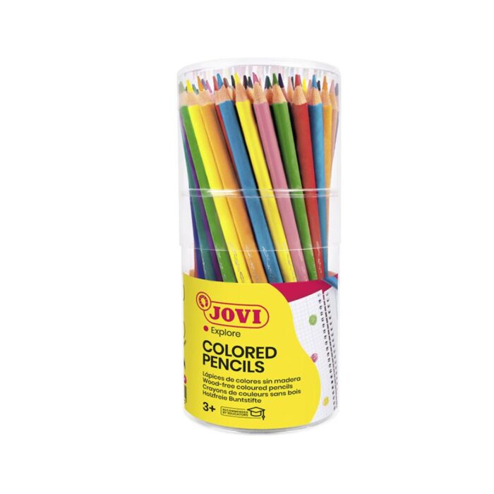 JV272 POT 84 CRAYONS DE COULEURS TRIANGULAIRES WOODLESS EN RESINE – Image 1