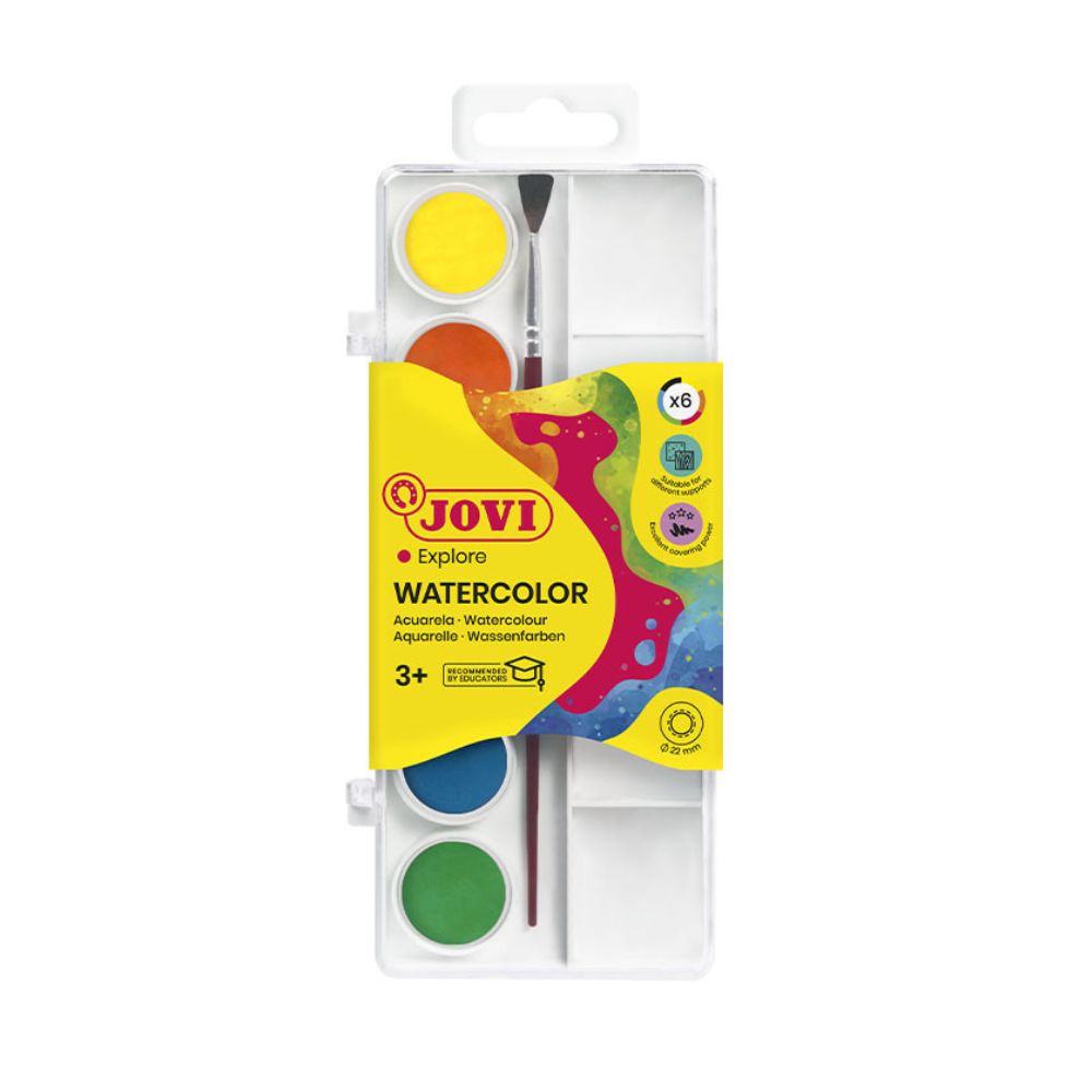 JV41 – 6 GODETS AQUARELLES 22mm + PINCEAU JV41 - 6 GODETS AQUARELLES 22mm + PINCEAU – Image 1