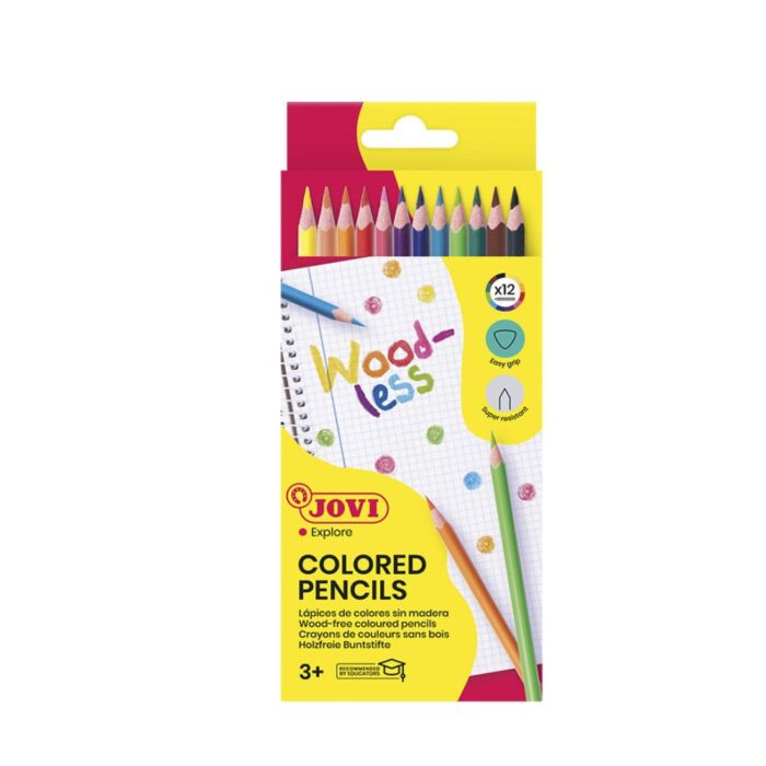 JV270 BOITE DE 12 CRAYONS DE COULEURS TRIANGUL WOODLESS EN RESINE – Image 1