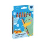 BOITE DE 6 CRAYONS DE COULEUR EN BOIS 4 EN 1 + TAILLE CRAYON