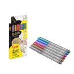 BOITE DE 6 FEUTRES POUR TISSUS  COULEURS METALIC