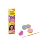 BOÎTE 3 POTS DE 8ML MAQUILLAGE FANTASY COULEURS ( rose, bleu clair et argent  )  + UNE ÉPONGE À MAQUILLAGE ET UN PINCEAU PLAT