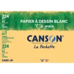 CS9 POCHETTE DE 12 FEUILLES DESSIN BLANC "C" à grain CANSON 180Grs 21X29.7cm