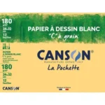 CS7 POCHETTE DE 12 FEUILLES DESSIN BLANC "C" à grain CANSON  180G 24X32cm