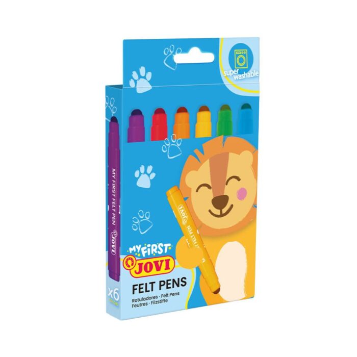 BOITE DE 6 FEUTRES LAVABLES JUMBO COULEURS ASSORTIES – Image 1