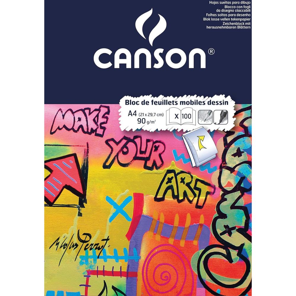 canson CS71 BLOC DE 50 FEUILLES MOBILES DESSIN PERFORE 90 GRS A4 – Image 1