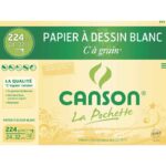 CS16 POCHETTE DE 12 FEUILLES DESSIN BLANC "C" à grain CANSON 224Grs 21X29.7 cm
