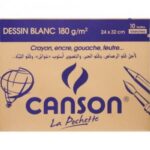 CS50 POCHETTE DE 10 FEUILLES DESSIN BLANC CANSON 220GRS 24X32CM